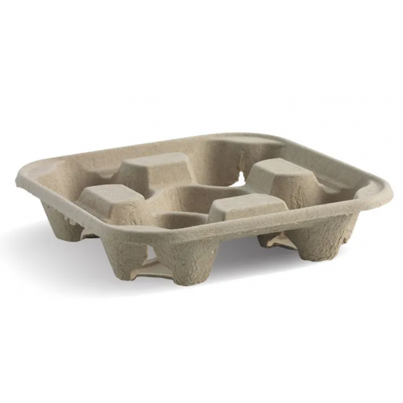 BioPak BioCup 4-Cup Drink Tray Carton of 300