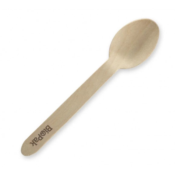 Biopak Compostable Coated Wooden Disposable 16cm Spoon Carton of 1000