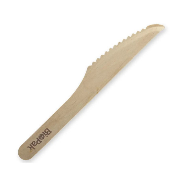 Biopak Compostable Coated Wooden Disposable 16cm Knife Carton of 1000