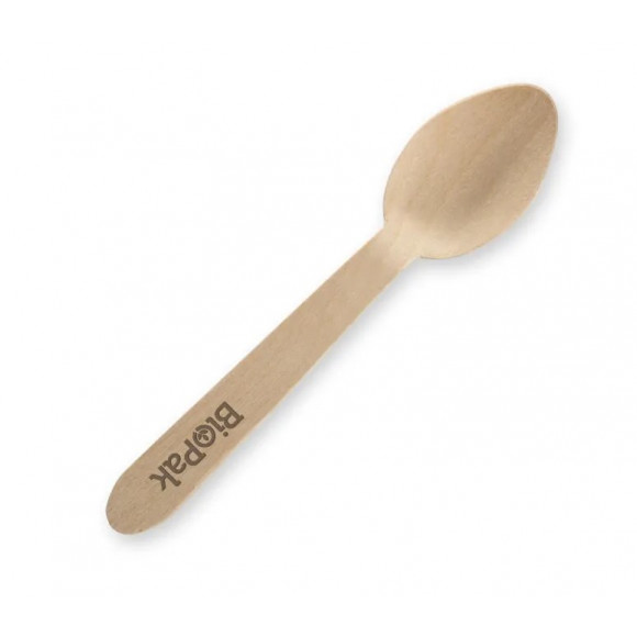 Biopak Compostable Coated Wooden Disposable 10cm Teaspoon Carton of 2000