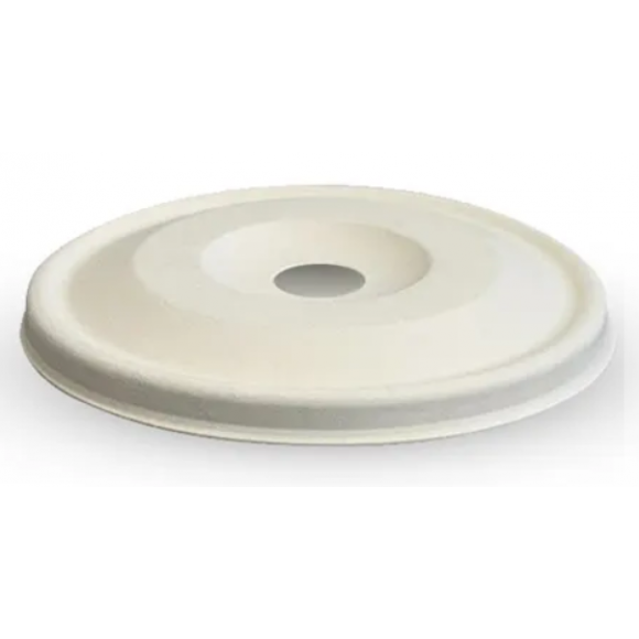 BioPak Plant Fibre Flat Cold Paper BioCup Lid 80mm Carton of 1000