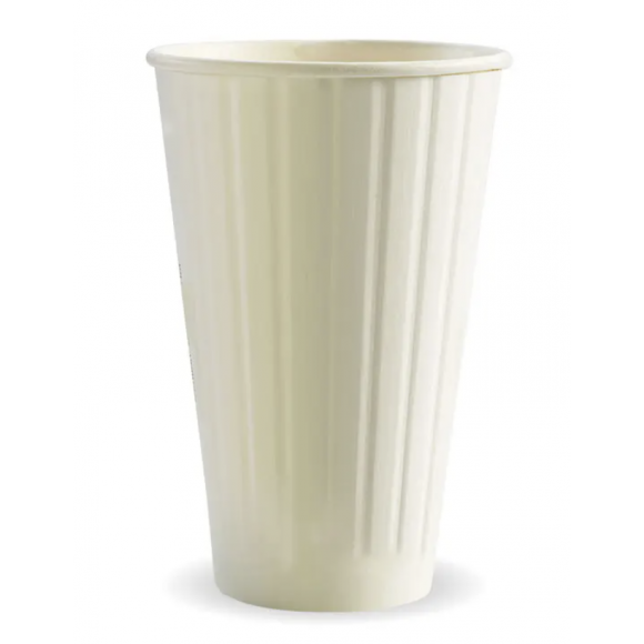 BioPak White Double Wall BioCup 460ml / 16oz (90mm) Carton of 600