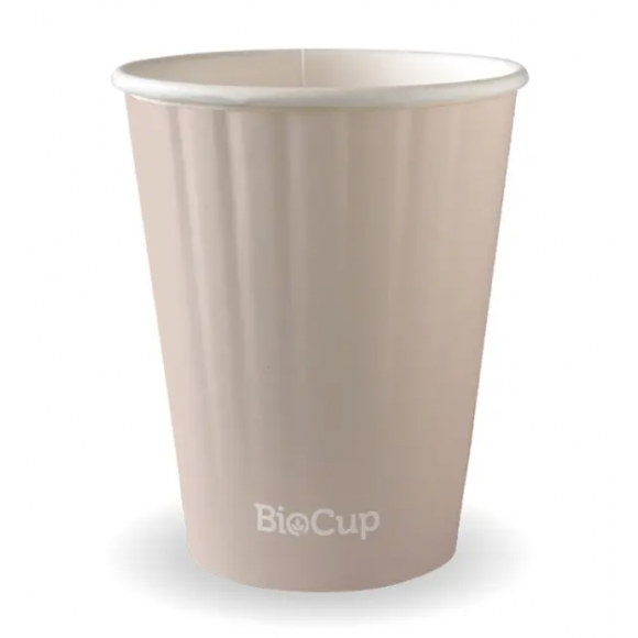 BioPak Stone Double Wall Biocup 390ml / 12oz (90mm) Carton of 1000