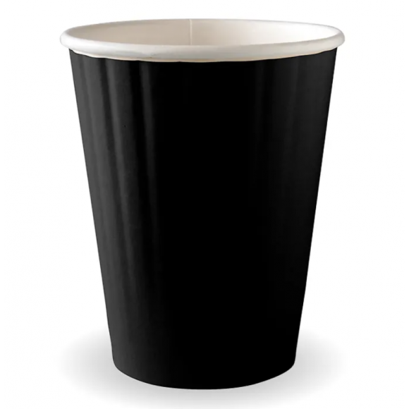 BioPak Black Double Wall BioCup 390ml / 12oz (90mm) Carton of 1000