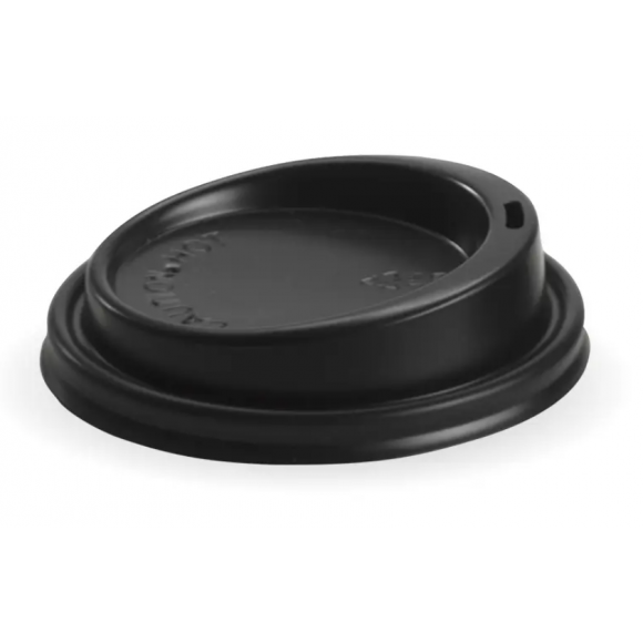 BioPak Large PS BioCup Lid 90mm Black Carton Of 1000