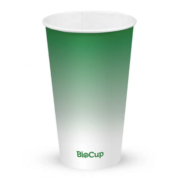 BioPak Cold Paper BioCup 500ml / 16oz (90mm) Green Carton Of 1000