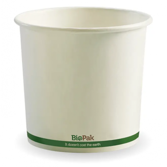 BioPak BioBowl 740ml / 24oz White Carton Of 500