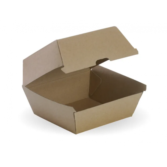 BioPak BioBoard Burger Box Large Kraft Carton Of 150