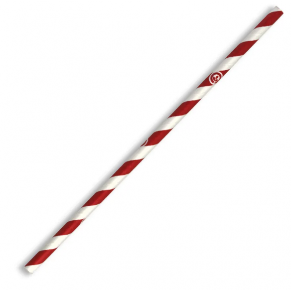 BioPak Regular BioStraw 6mm Red Stripe Carton of 2500