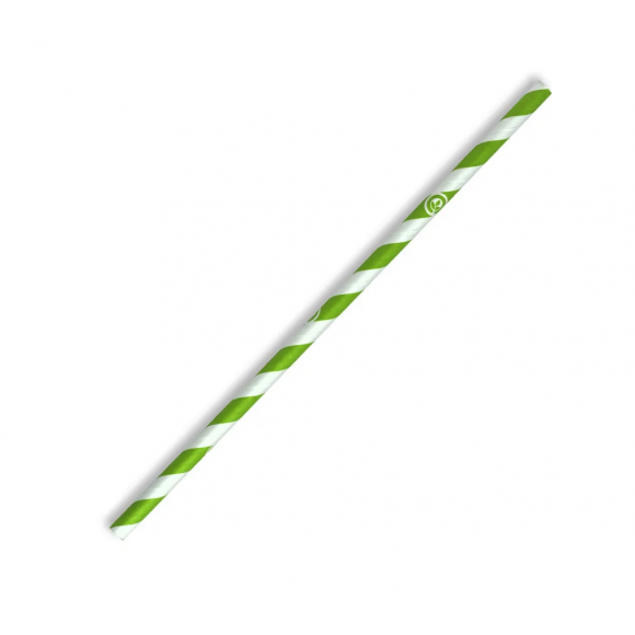 BioPak Regular BioStraw 6mm Green Stripe Carton of 2500
