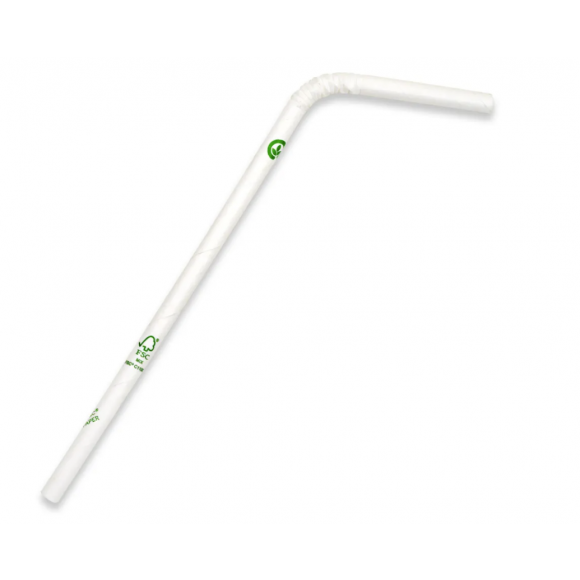 BioPak Regular Bendy BioStraw 6mm White Carton of 2500
