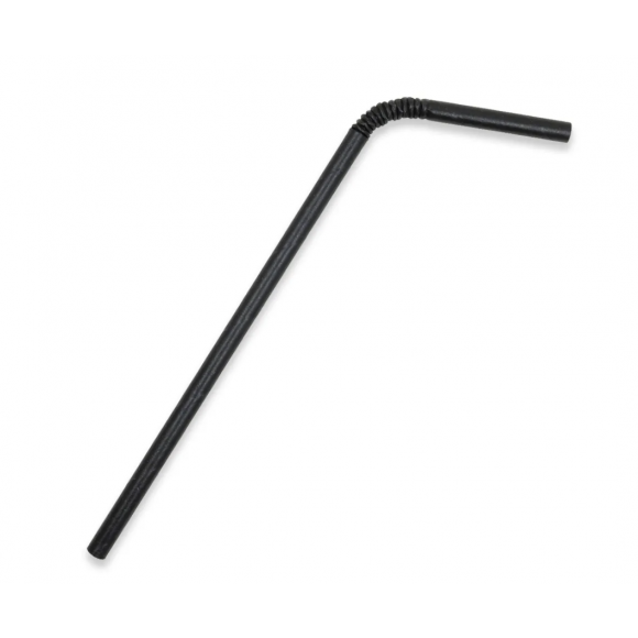 BioPak Regular Bendy BioStraw 6mm Black Carton of 2500