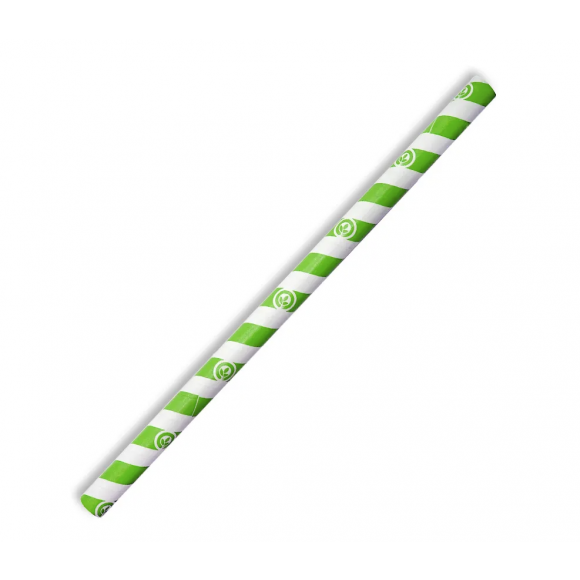 BioPak Jumbo BioStraw 10mm Green Stripe Carton of 2500