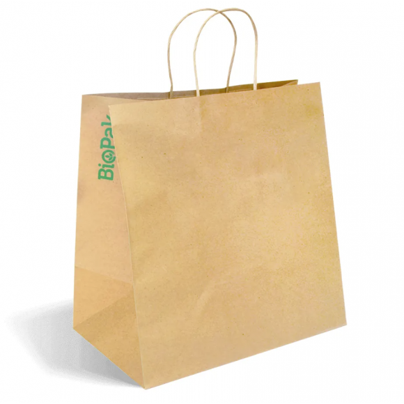 BioPak Jumbo Twist Handle Paper Bags 355x220x370mm Carton of 150