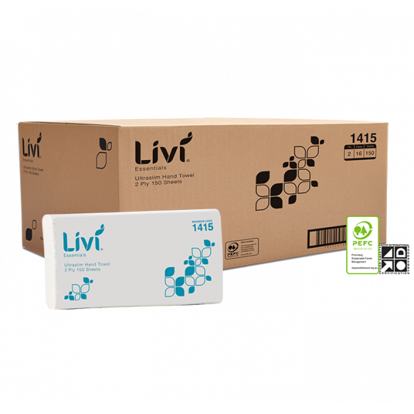 Livi Essentials Premium Ultraslim Hand Towels Carton of 2400