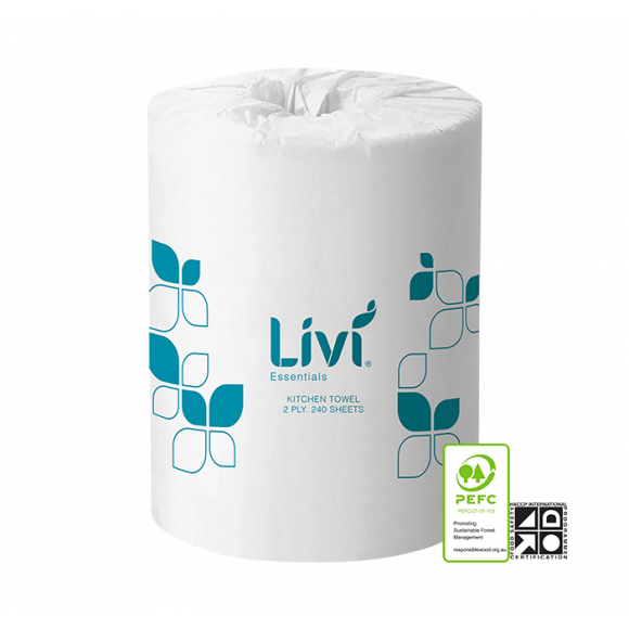 Livi Essentials Kitchen Towel 2Ply 240 Sheet Carton of 12