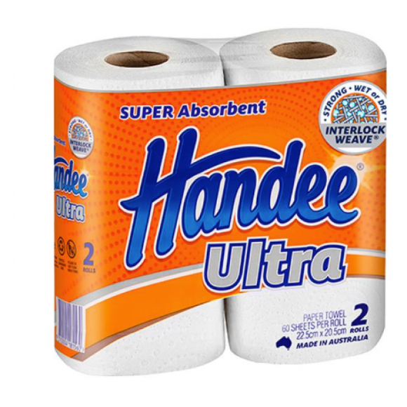 Handee Ultra Kitchen Towel 2 Ply 60 Sheets 2 Pack