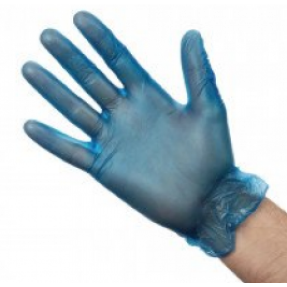 Vinyl Powdered Disposable Gloves Blue Medium Box of 100