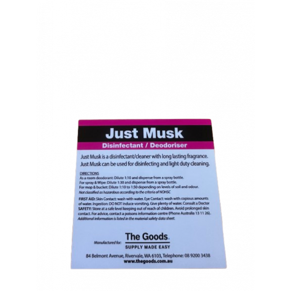 Label For TGS Just Musk Disinfectant Cleaner Deodoriser