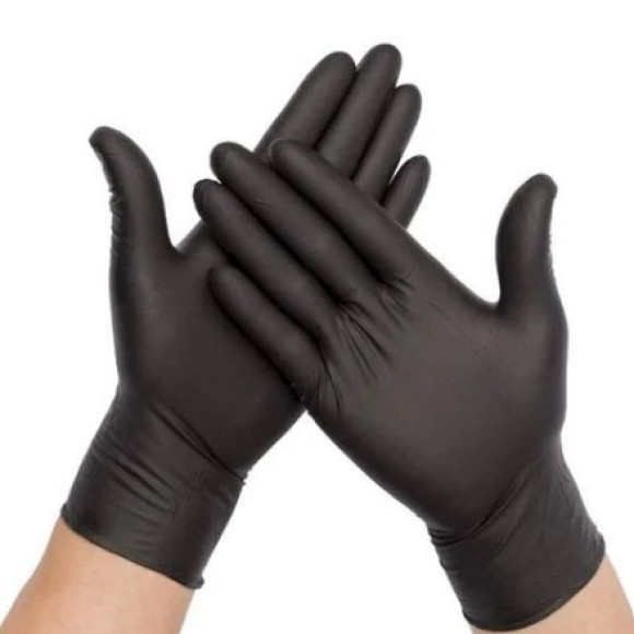 Nitrile Heavy Duty Black Disposable Gloves Powder Free Black Small Box of 100