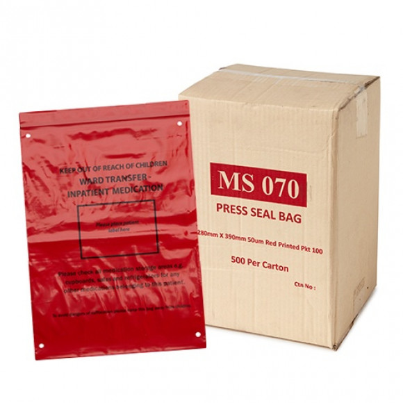 Ward Transfer Inpatient Medication Bag Red 390mm x 280mm Carton of 500