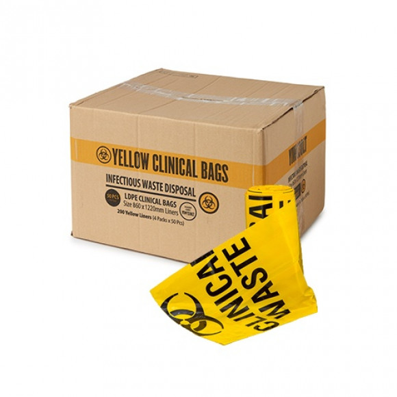 Clinical Waste Bags Yellow 1220mm x 860mm Carton of 200