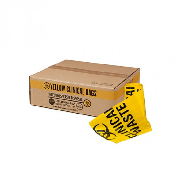 Clinical Waste Bags Yellow 660mm x 900mm Carton of 200