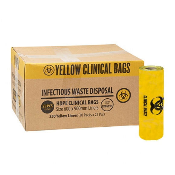 Clinical Waste Bags Yellow 900mm x 600mm Carton of 250