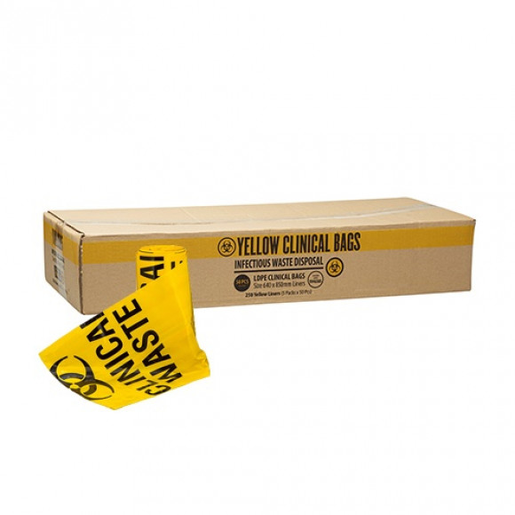Clinical Waste Bags Yellow 850mm x 635mm Carton of 200