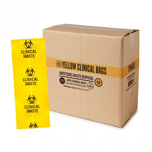 Clinical Waste Bags Yellow 900mm x 600mm Carton of 200