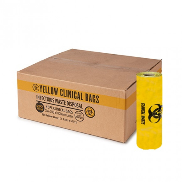 Clinical Waste Bags Yellow 1000mm x 700mm Carton of 250